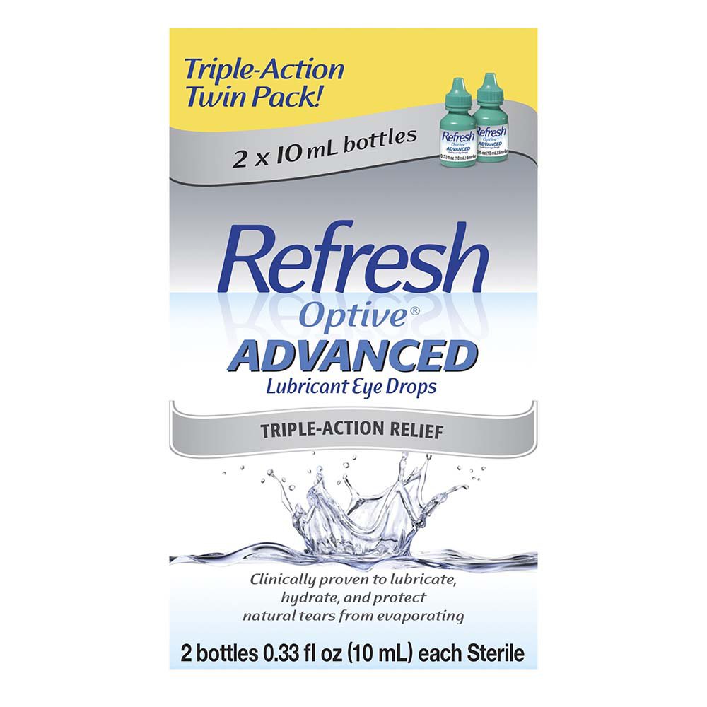 Refresh Optive Drops Advanced Sterile Eye Drops 2 Ct x0.34 Oz