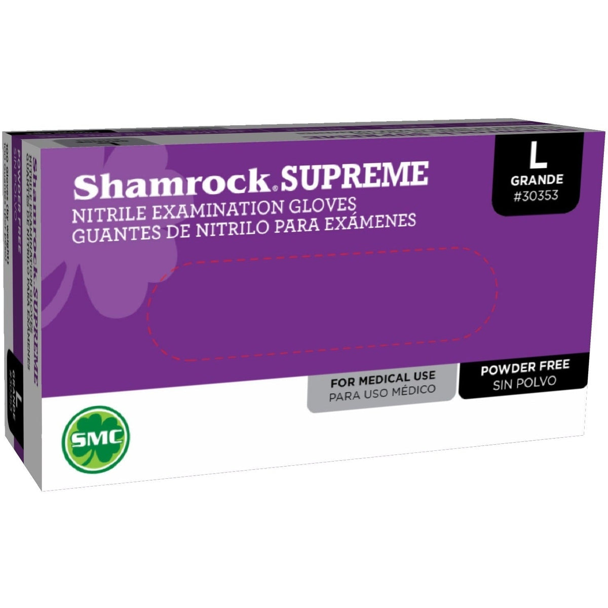 Shamrock Blue Nitrile Examination Gloves, Powder Free, Large