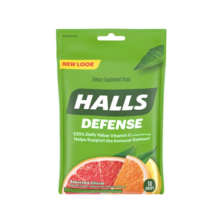 HALLS® Vitamin C Assorted Citrus Cough Drop, 30-Pack