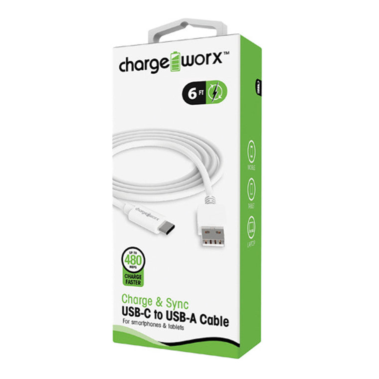 Chargeworx Usb -Ausb -C 6Ft Wht 1
