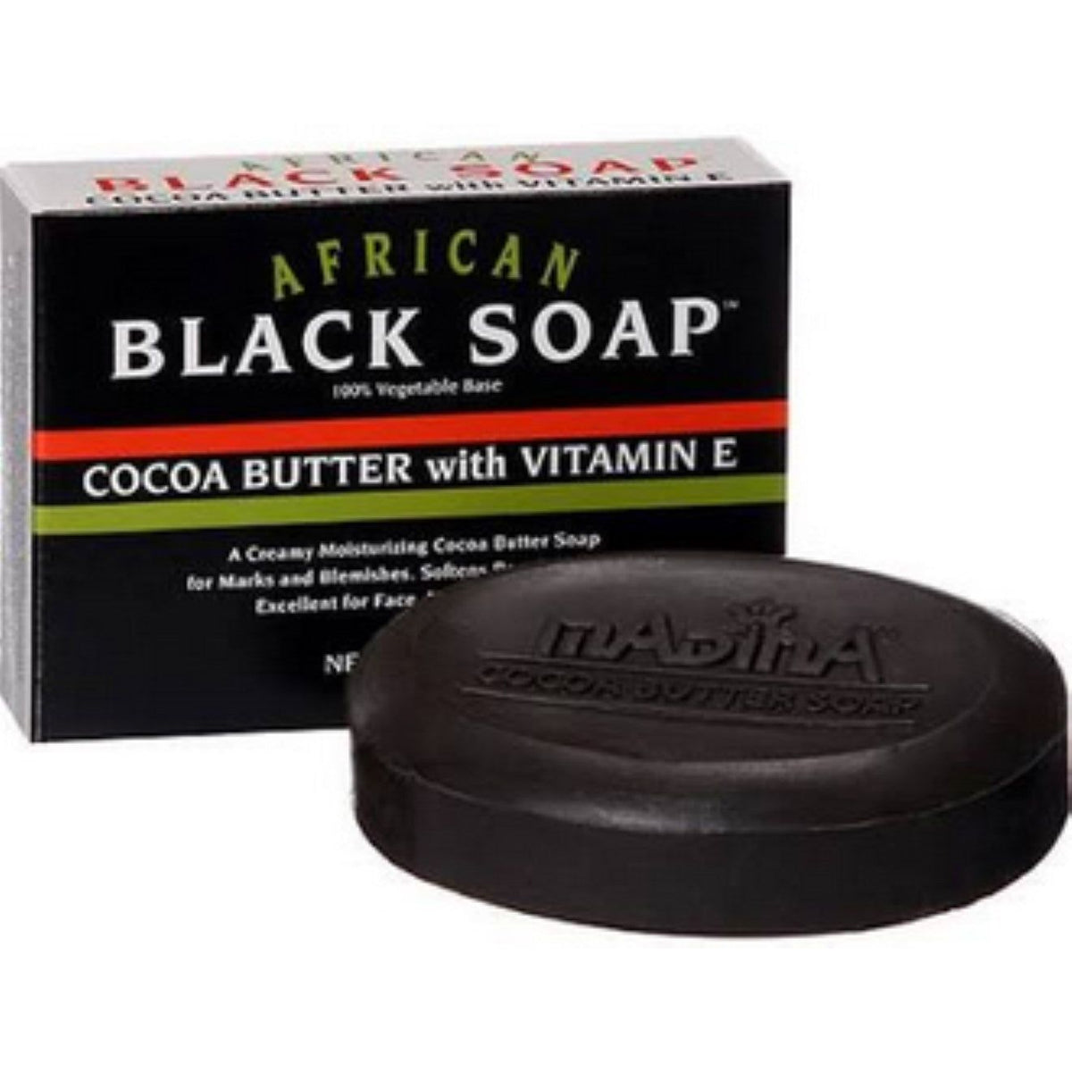 Madina African Black Soap Cocoa Butter With Vitamin E 3.5 Oz