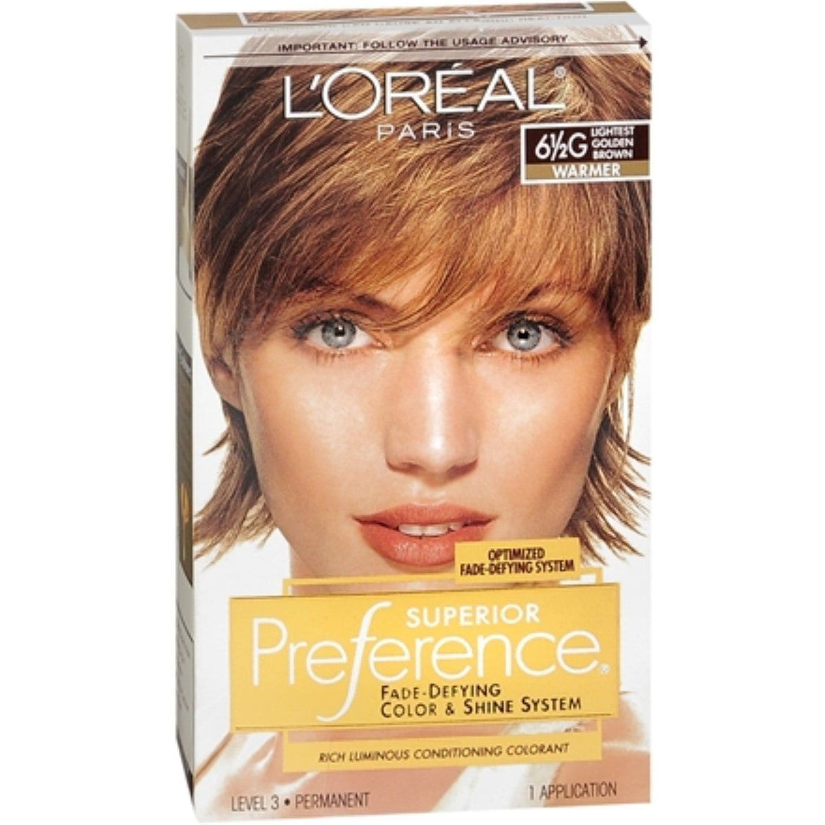 L'oreal Paris 6½g Lightest Golden Brown Warmer Level 3 Permanent Fade-Defying Color + Shine System