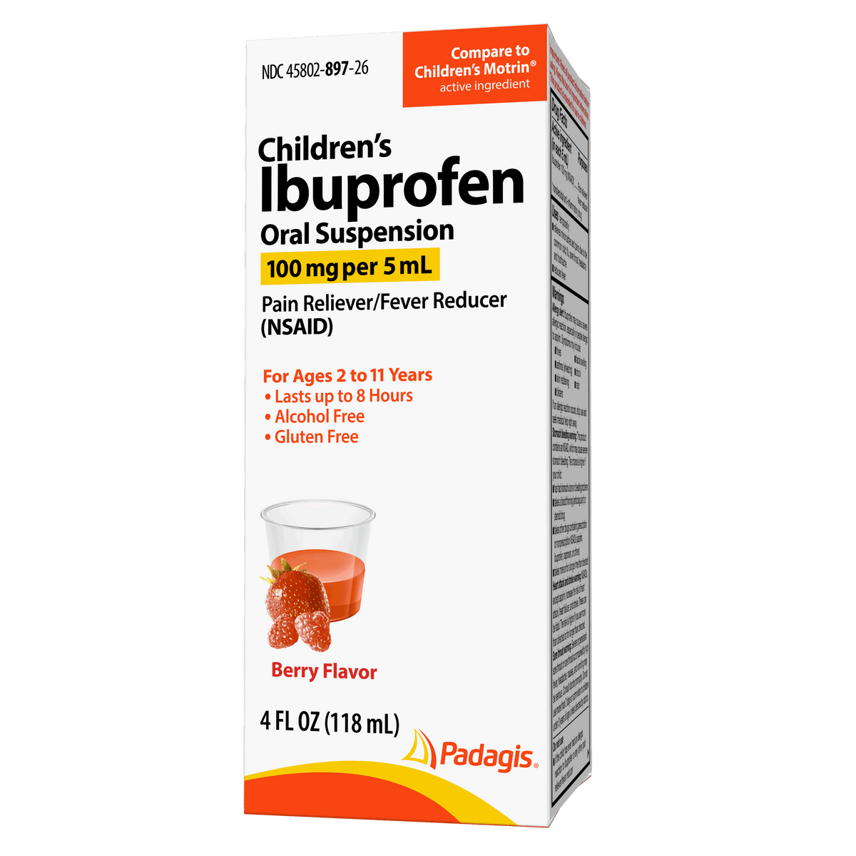 Padagis Children's Ibuprofen Oral Suspension, 100 mg/5 mL (50 x 5 mL Unit Doses)