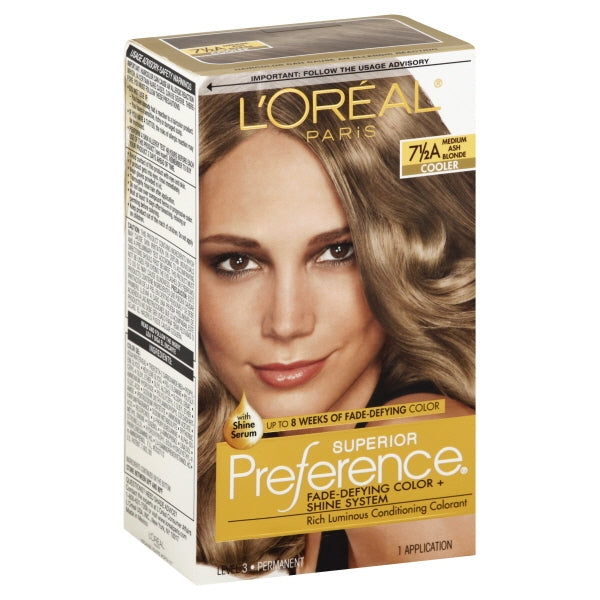 L'Oreal Paris Fade-Defying Shine Permanent Hair Color, 7.5A Medium Ash Blonde, 1 Kit