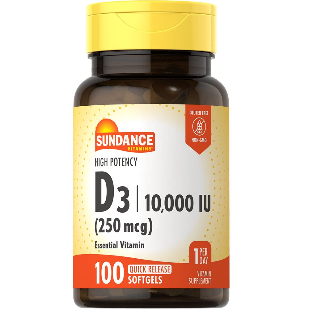 Sundance Vitamin 10.000 IU(250Mcg)High Potency Vitamin D3 Softgels 100Ea