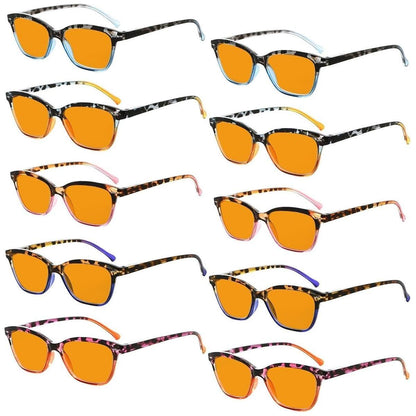 10 Pack Orange Lens Cat Eye Blue Light Blocking Reading Glasses DS9111