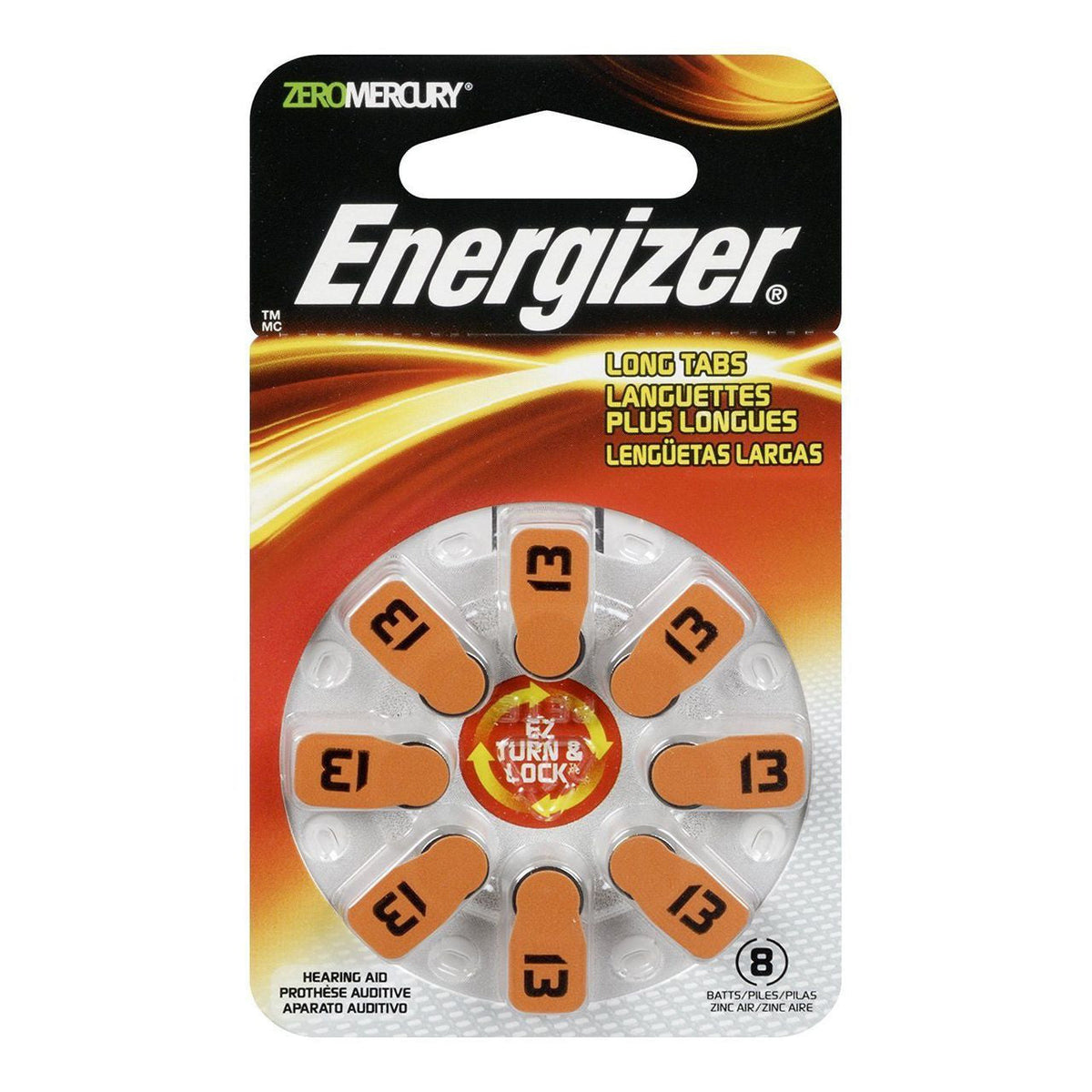 Energizer Hearing Aid Batteries Size 13, Orange Tab