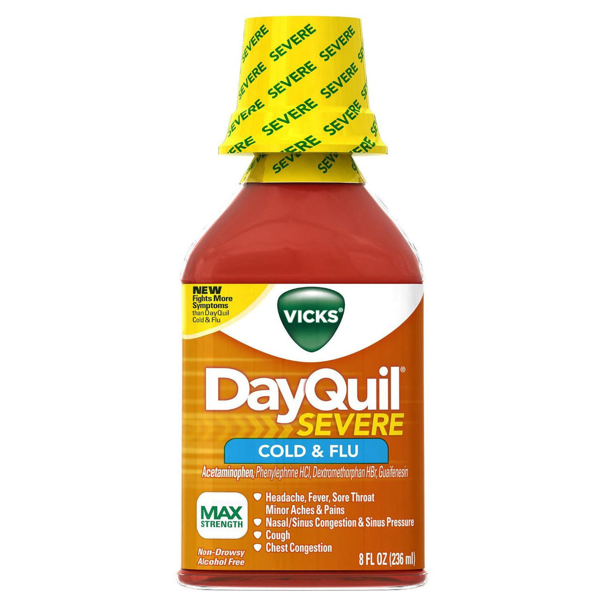 Vicks DayQuil Severe Maximum Strength Cold & Flu Relief Liquid, 8 fl oz