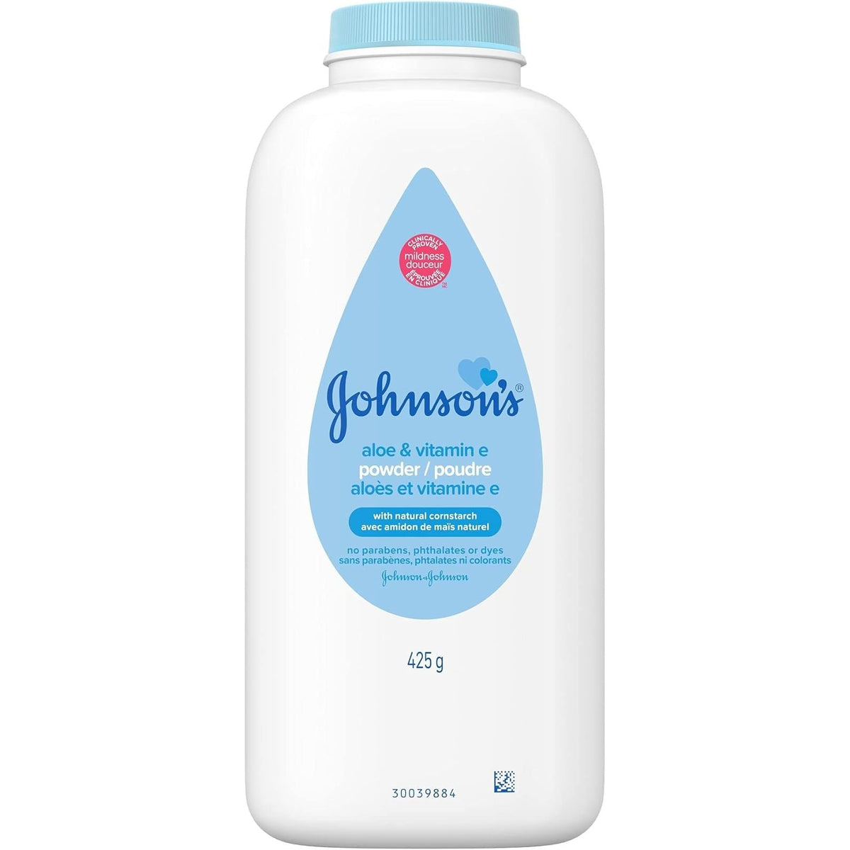 Johnson's Pure Cornstarch Baby Powder, Soothing Aloe & Vitamin E, 15 Oz