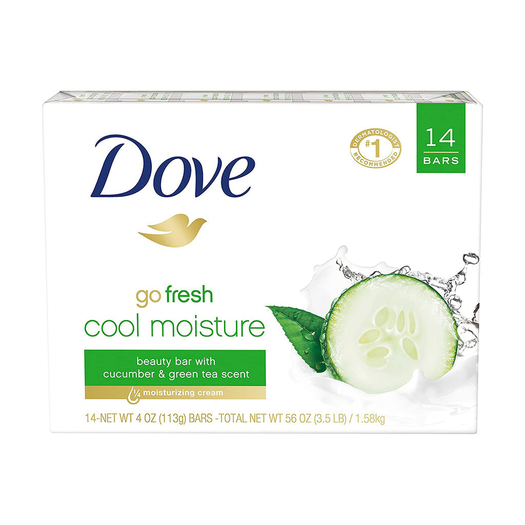 Dove Cool Moisture Refreshing Beauty Bar Soap, 4.25 oz, 6 Bars