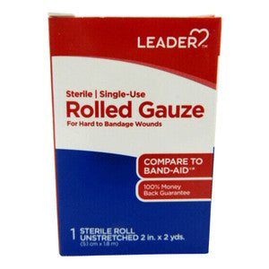 Leader Sterile Single Use Rolled Gauze, Unstretched