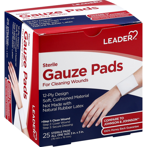 Leader Gauze Pads, Sterile, All One Size