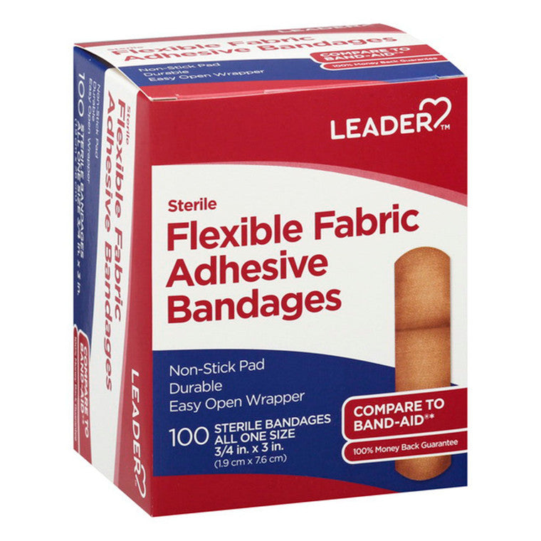 Leader Health Care Adhesive Bandages, Flexible Fabric, All One Size