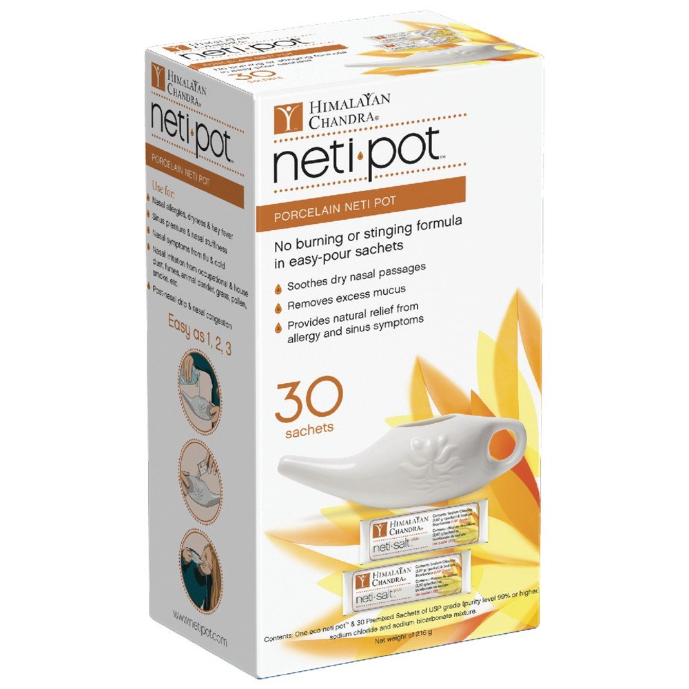 Himalayan Chandra  Porcelain Sachets Neti Pot 30Ct