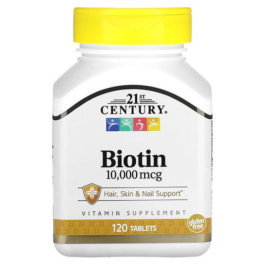 21st Century Biotin Ultra Potency, 10,000 Mcg  Tablets 120 Ct