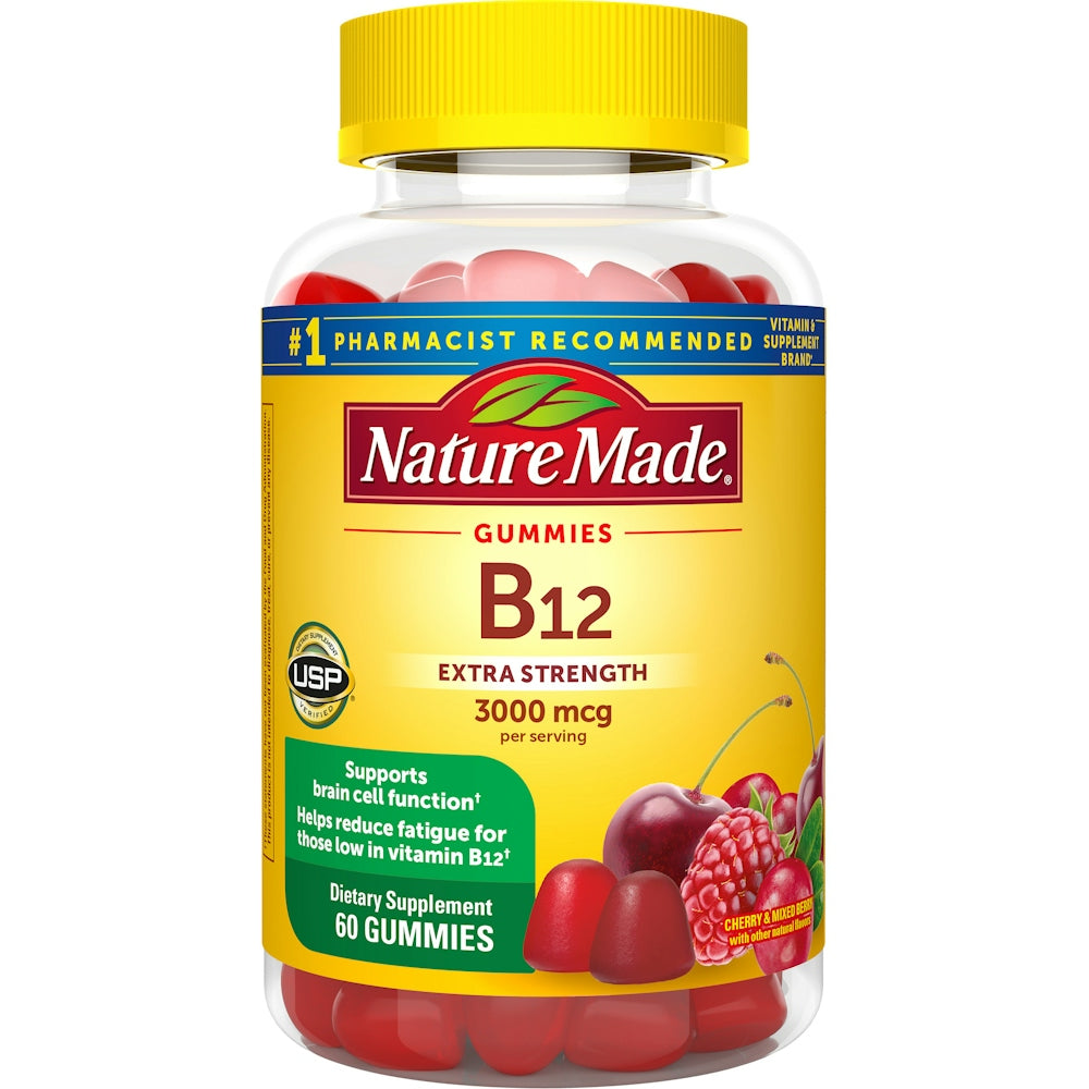 Nature Made Vitamin B12, Cherry & Mixed Berry, Extra Strength, 3000 Mcg, Gummies