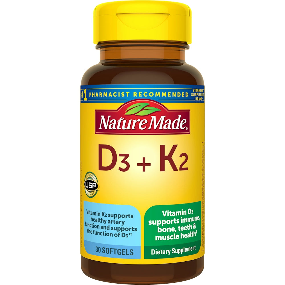 Nature Made Vitamin D3+K2 Supplement Tablets