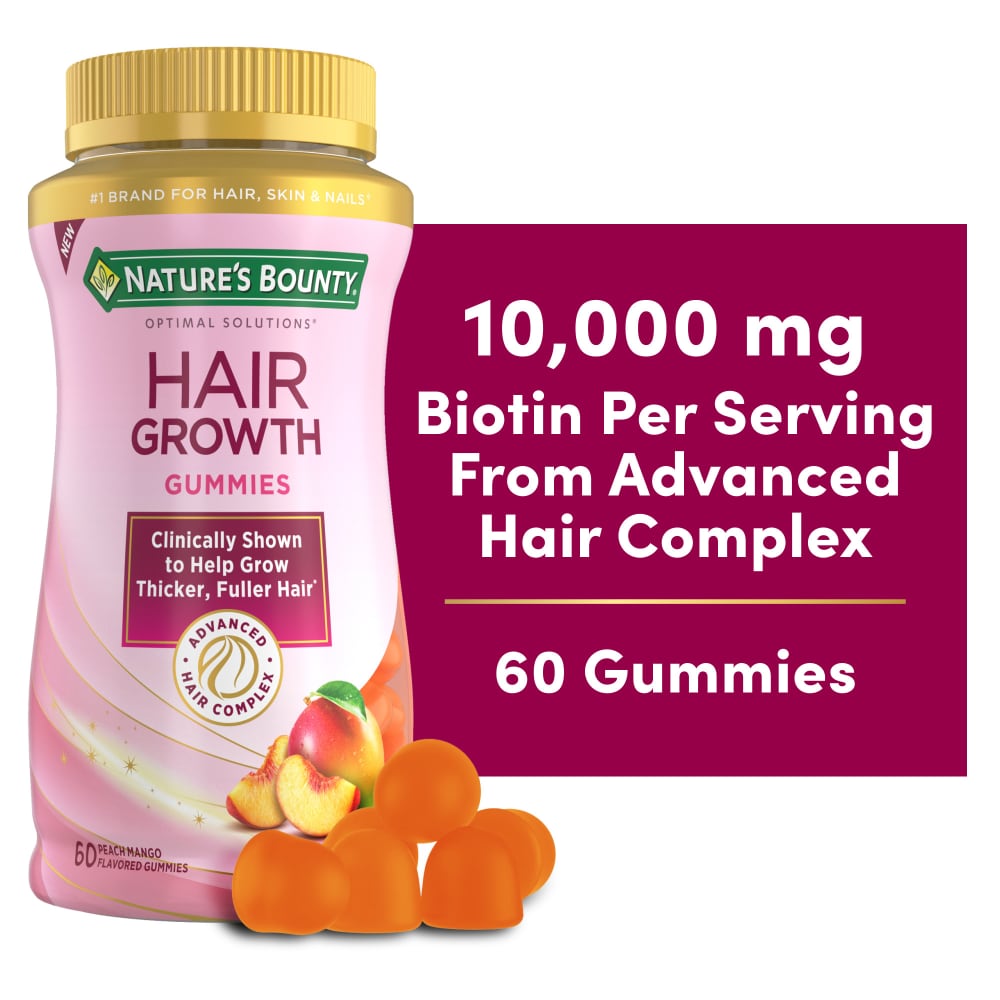 Nature's Bounty Optimal Solutions Hair Growth Gummies - Peach - 60ct