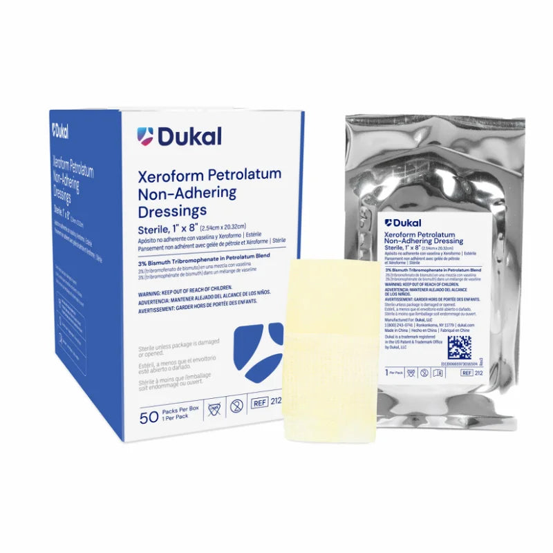 DUK Xeroform Petrolatum Gauze Dressing, 1" x 8", 50 Count