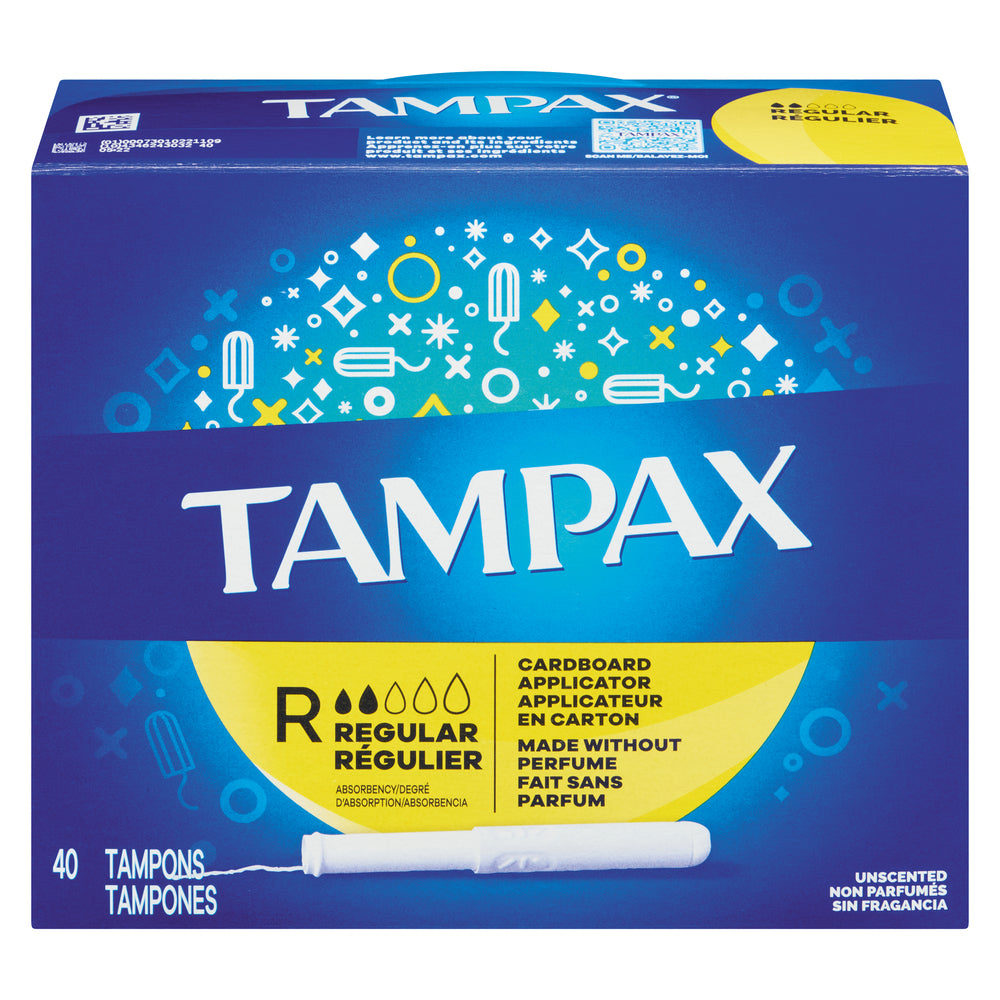 Tampax Cardboard Applicator Tampons Regular Absorbency Unscented