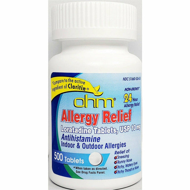 Ohm 24 Hour Allergy Relief Tablets, Compare To Claritin