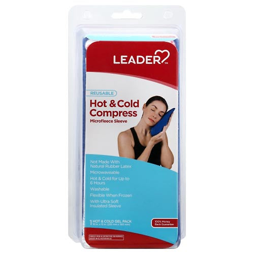 Leader, Hot & Cold Compress, Microfleece Sleeve, Reusable