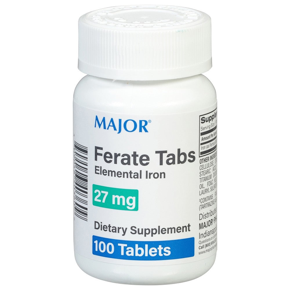 Major Ferate Tabs, Elemental Iron, 27 Mg, Tablets