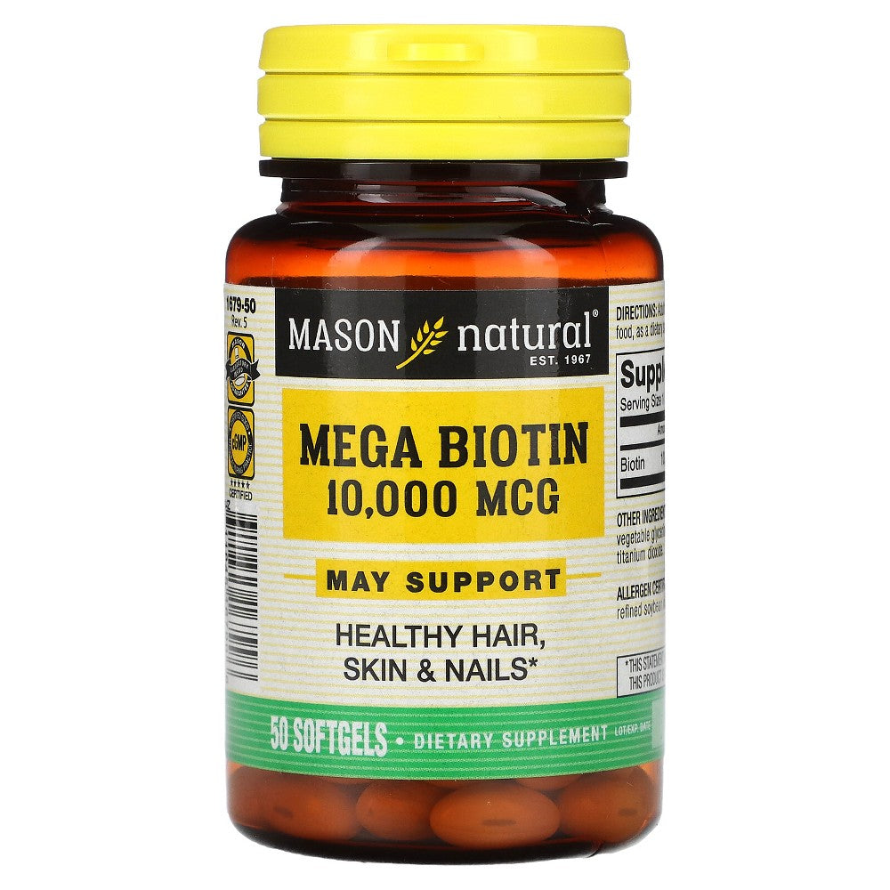 Mason Natural 10000 Mcg Mega Biotin 50 Softgels