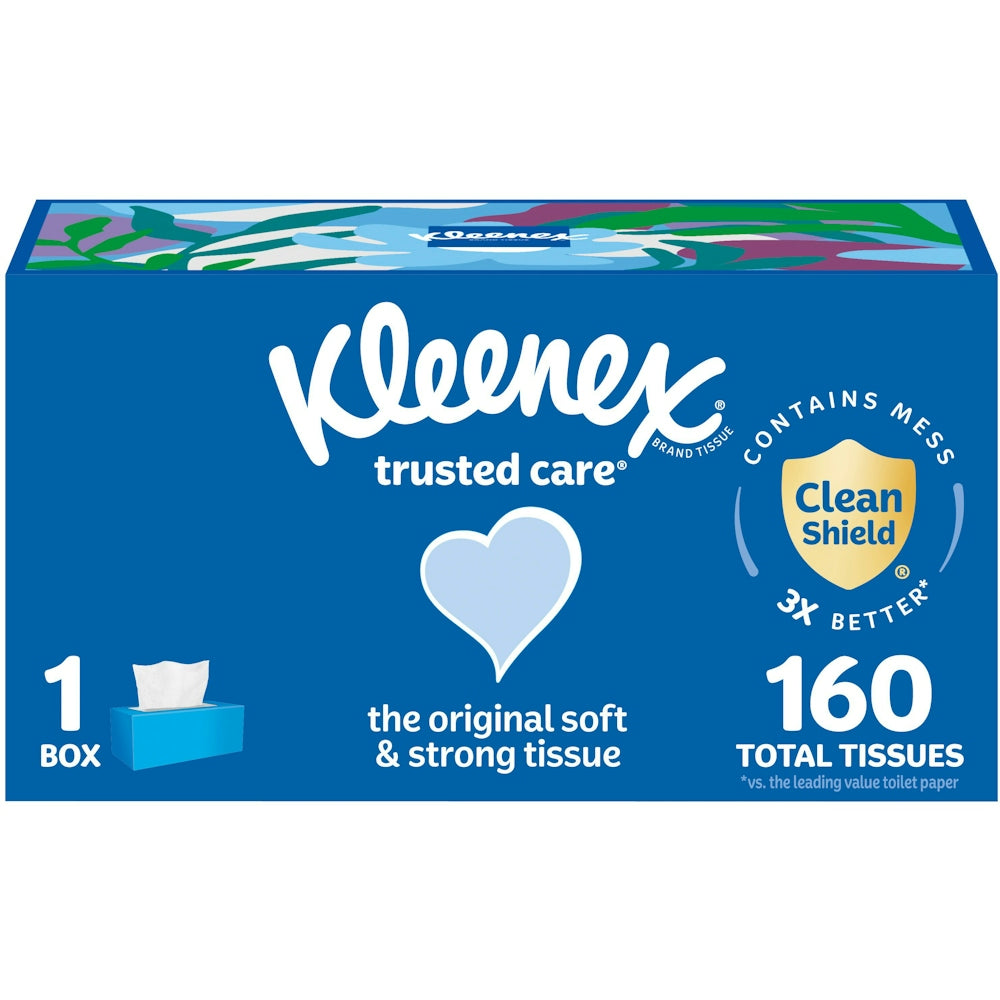 Kleenex Trusted Care 2-ply Facial Tissues, Flat Boxes (160 Tissue/Box, 12 Boxes)