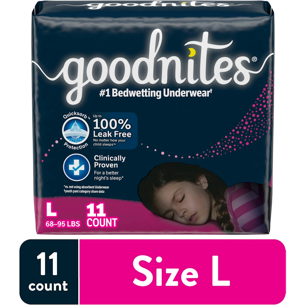 GoodNites Nighttime Briefs Girls 5 11Ct