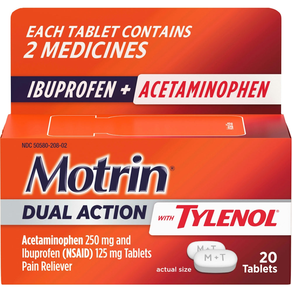MOTRIN® Dual Action with TYLENOL® 250 mg - 125 mg Tablet CPLT, 20 EA