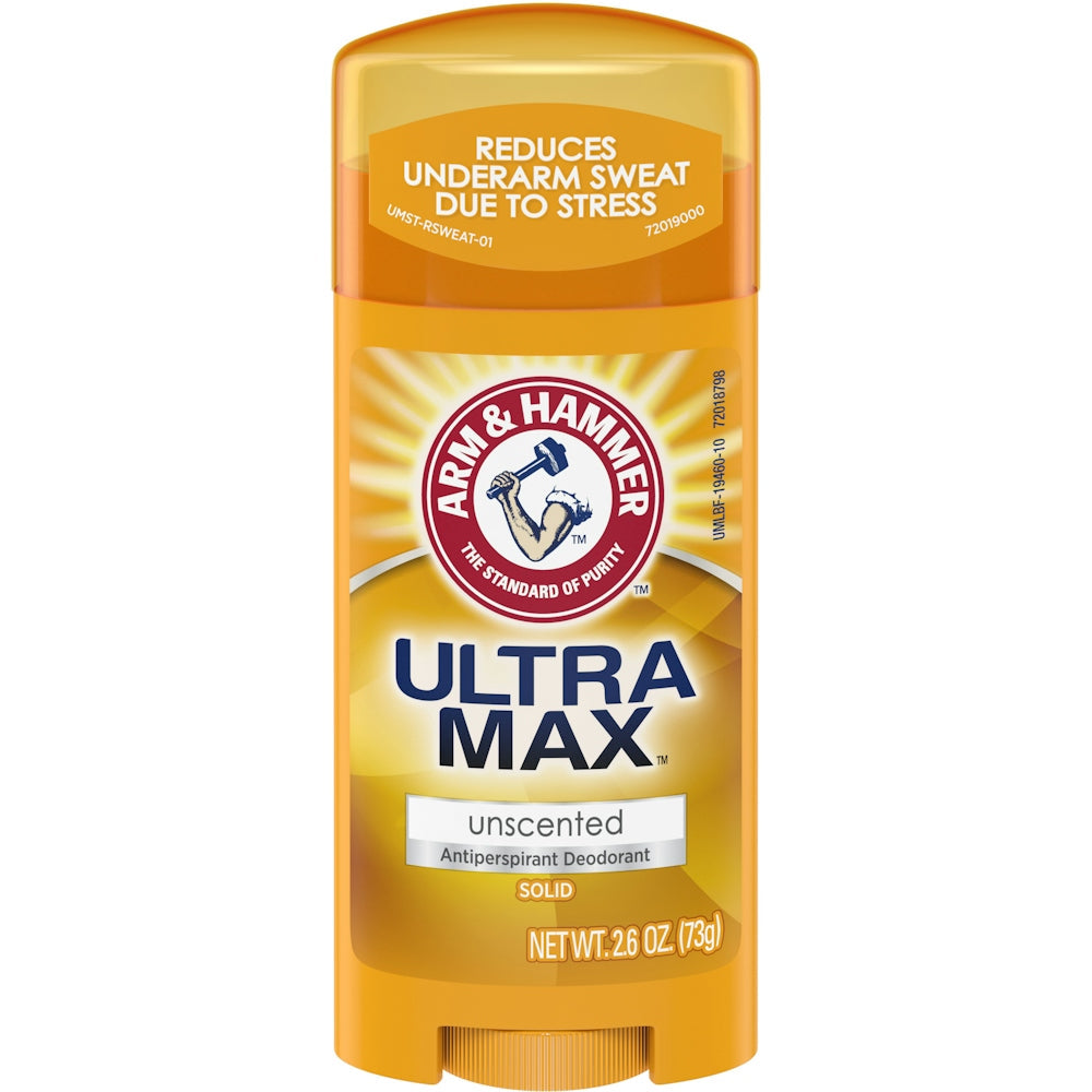 Arm & Hammer Ultra Max Antiperspirant Deodorant, Unscented, 2.6 oz (Invisible Solid)