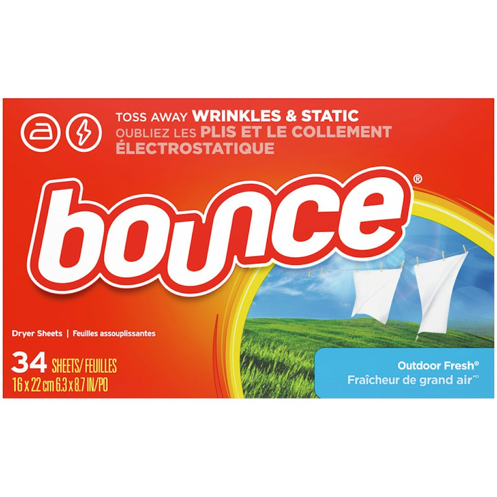 Bounce Dryer Sheets, Outdoor Fresh Scent, Fabric Softener & Static Control, 34 Count