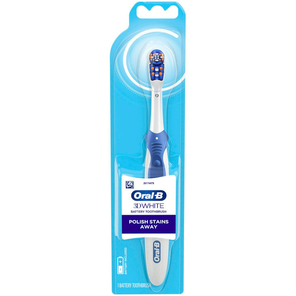 Oral-B 3D White Battery Power Electric Toothbrush, 1 Count, Colors May Vary
