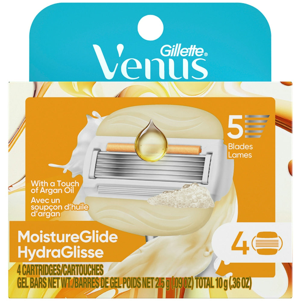 Gillette Venus MoistureGlide Women's Razor Blade Refills, 5 Blades, 4 Count