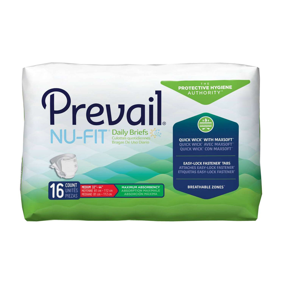 Prevail Nu-Fit Incontinence Adult Daily Briefs, Large - Bag Of 20