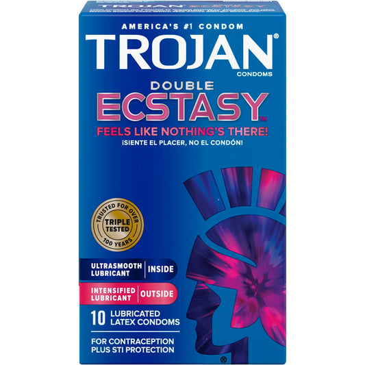 Trojan Double Ecstasy Lubricated Condoms - 10ct