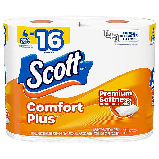 Scott Bathroom Tissue, Unscented, Mega Rolls, One Ply