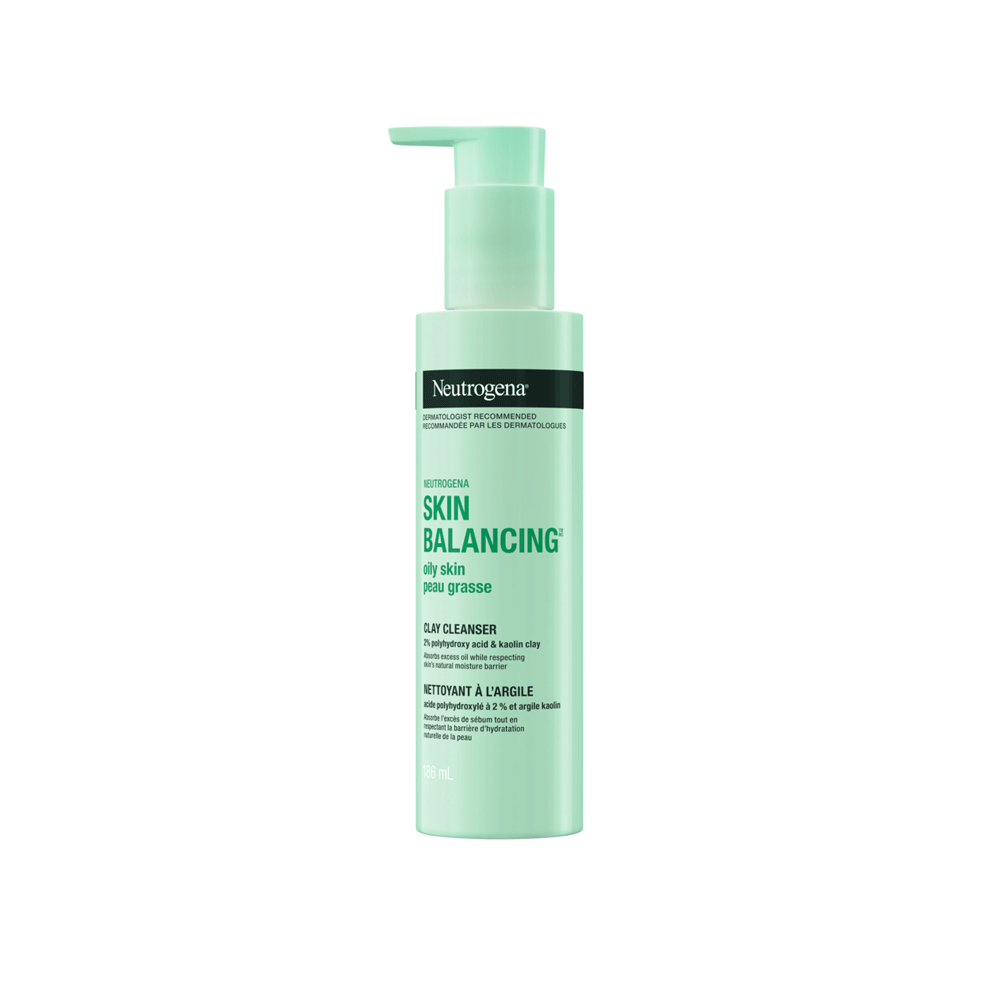 Neutrogena Skin Balancing Kaolin Clay Cleanser With 2% Polyhydroxy Acid (PHA), Mattifying & Conditioning Face Wash For Oily Skin, Paraben-Free, Soap-Free, Sulfate-Free, 6.3 Fl Oz