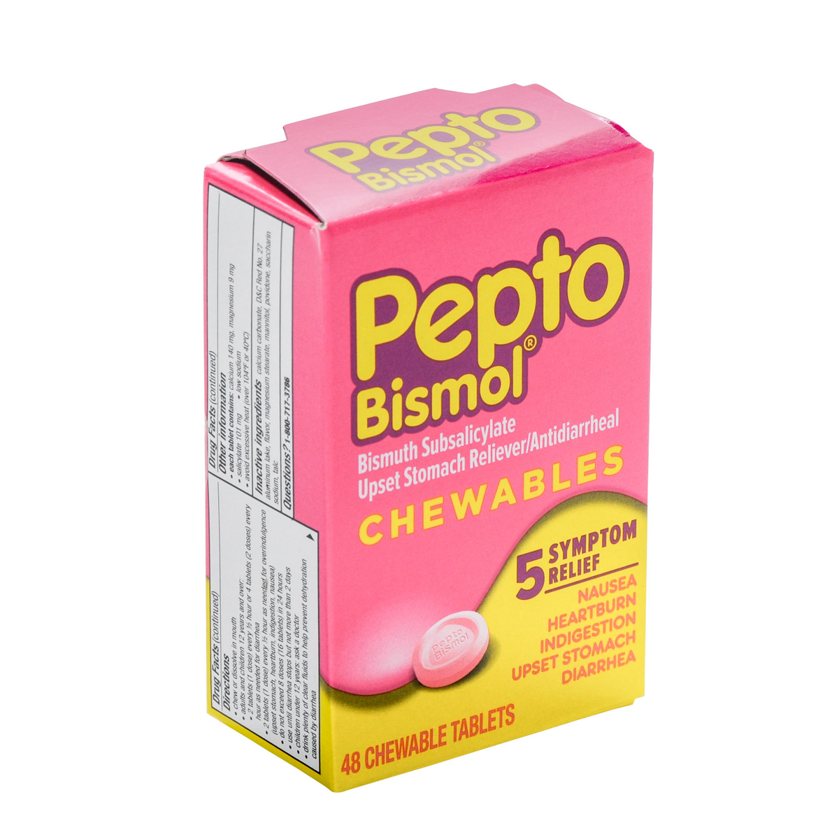 Pepto-Bismol 5 Symptom Relief Chewable Tablets, Original Flavor