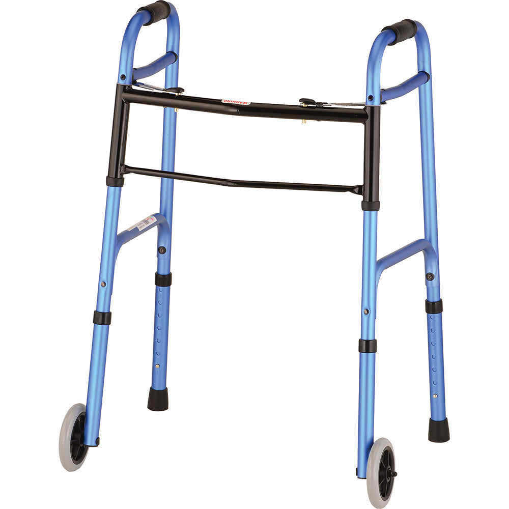 Nova Blue Folding Walker With 5″ Wheels