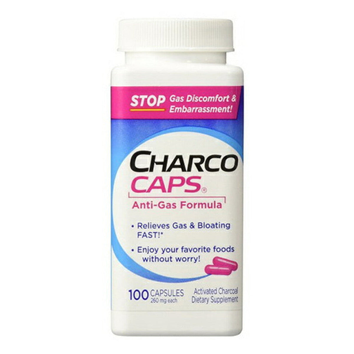 Charcocaps Anti-Gas Formula Capsules 100 Ea
