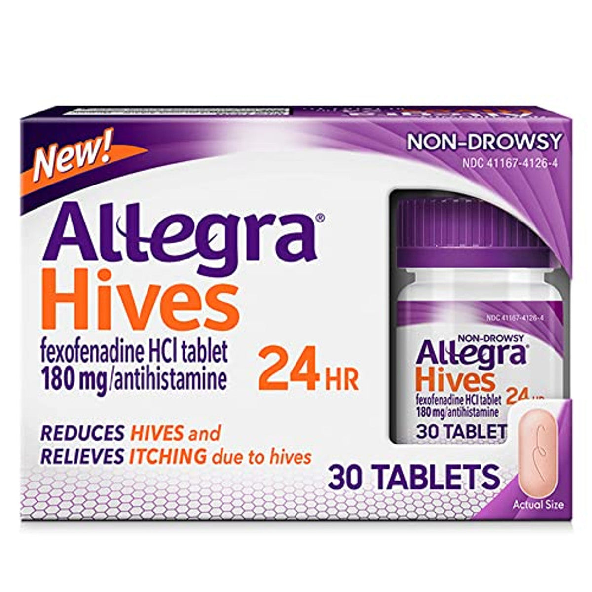 Allegra Hives 24 Hour Non-Drowsy Antihistamine, 180mg (30 Count)