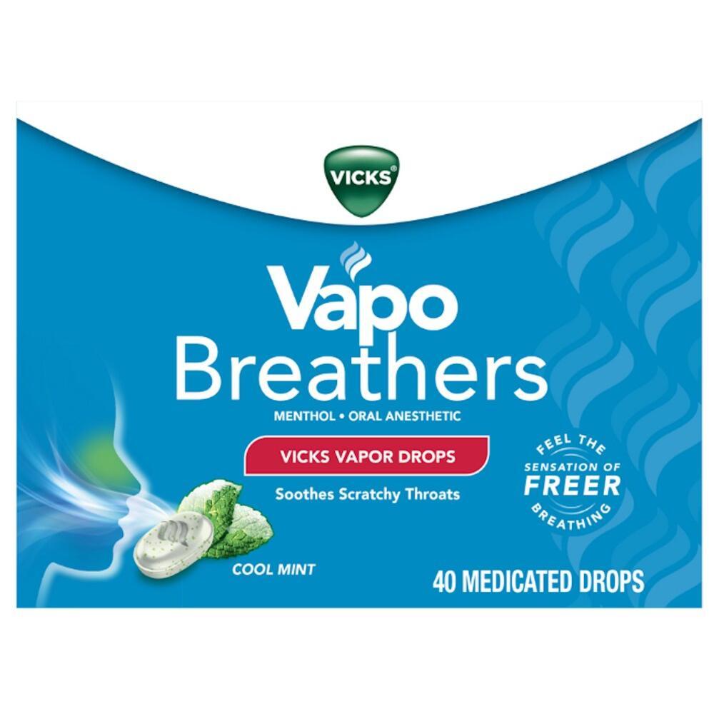 Vicks Sore Throat Cool Mint Medicated Vapor Drops
