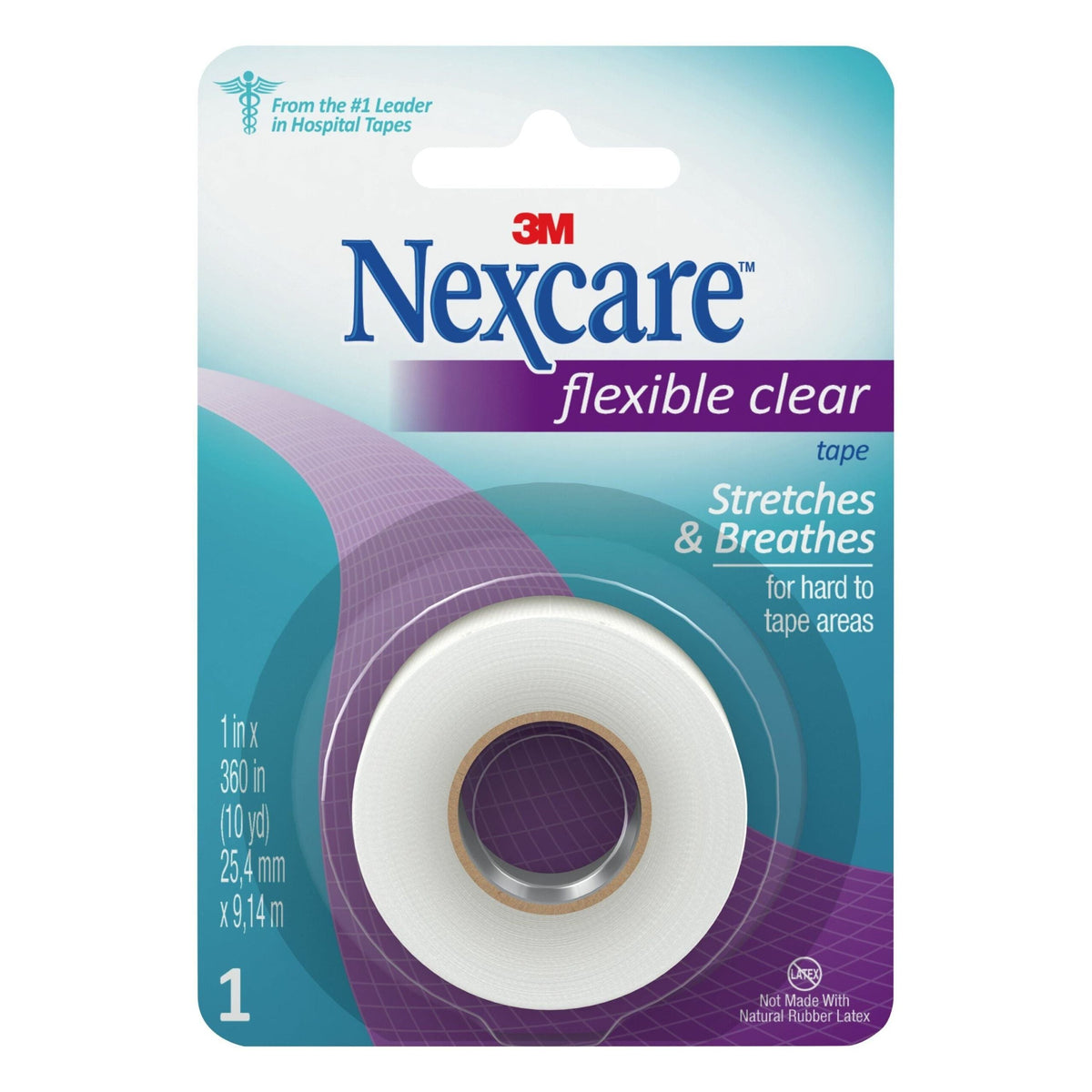 Nexcare First Aid Tape, Flexible, Clear, 1, Pk24