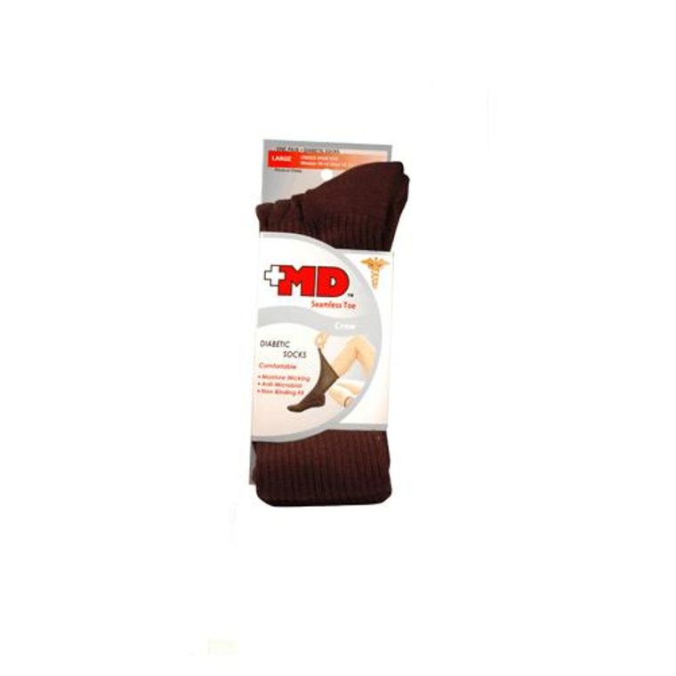 MD Black  Diabetic Crew  Socks  Large 1 Pair