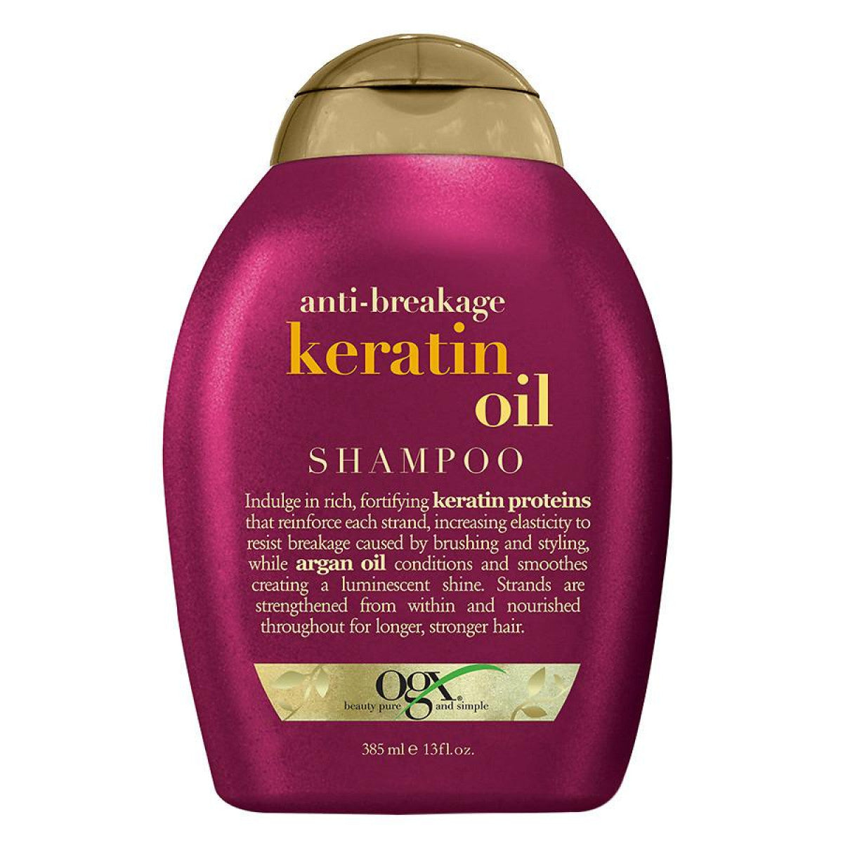 OGX Anti-Breakage + Keratin Oil Fortifying Anti-Frizz Shampoo For Damaged Hair & Split Ends - 13 Fl Oz