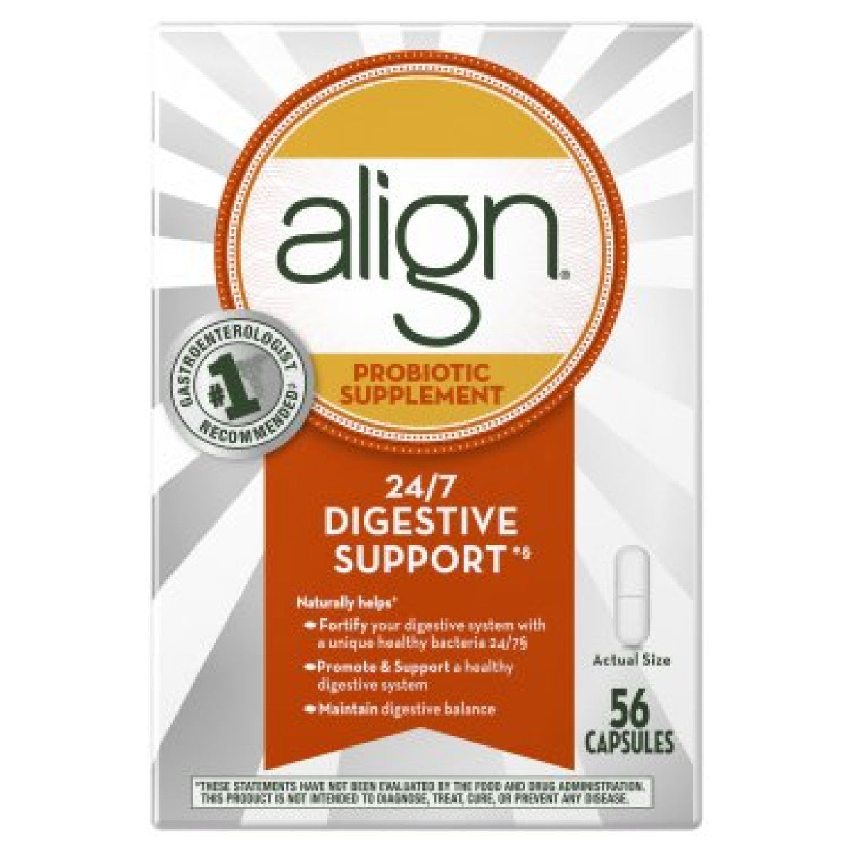 Align Probiotic Daily Digestive Health Supplement Capsules