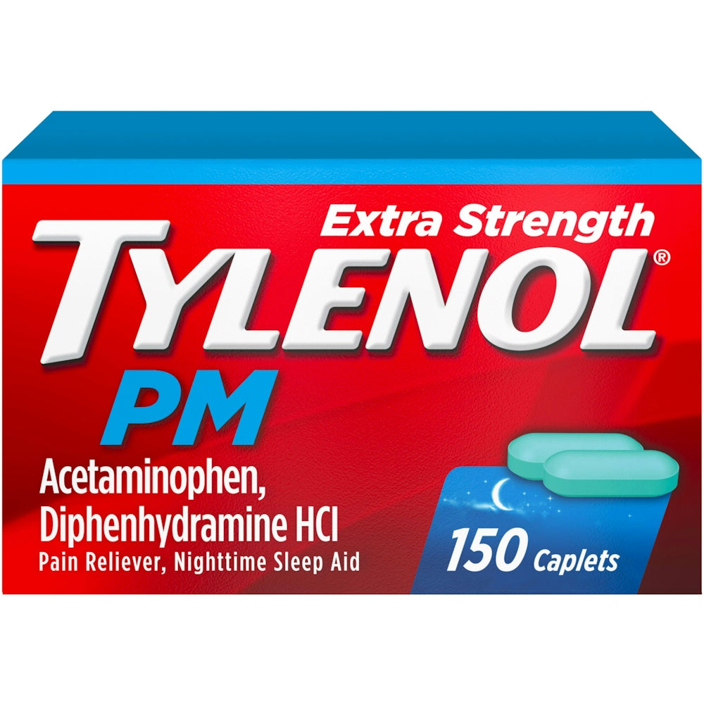 Tylenol PM Extra Strength, Nighttime Pain Reliever & Sleep Aid, 150 ct Caplets