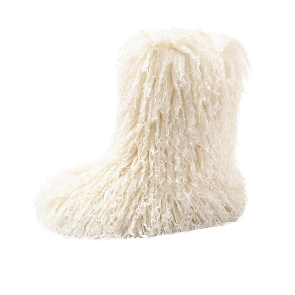 YXCFEWD Women's Faux Mongolian Fur Winter Boots, Size 12